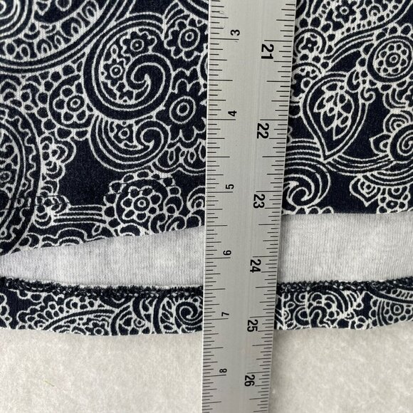 Rafaella Blouse Womens 1X Black White Paisley V Neck Cap Sleeve Knit Pullover - Picture 5 of 11